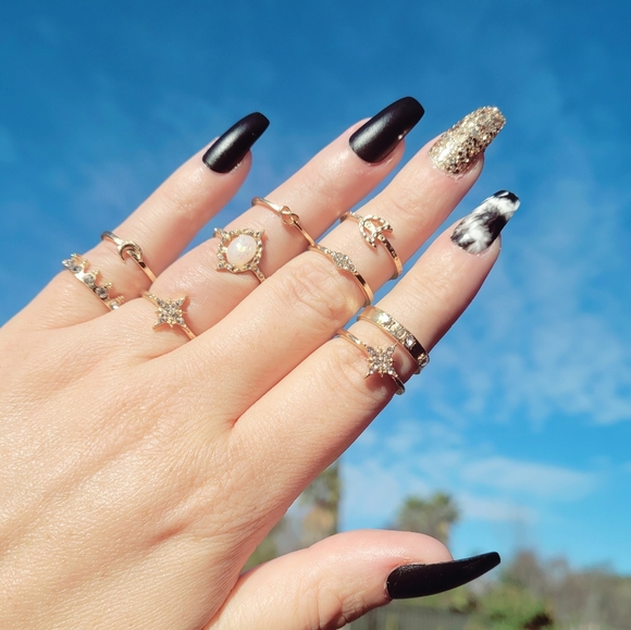 3/$20🌷9 pc. Star Opal Midi Ring Set NWOT - Picture 3 of 5
